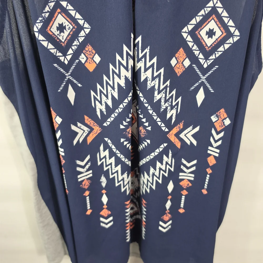 Rewind Navy Aztec Tank with Coral Straps and Gray Side Panels Size Xl - Picture 4 of 8